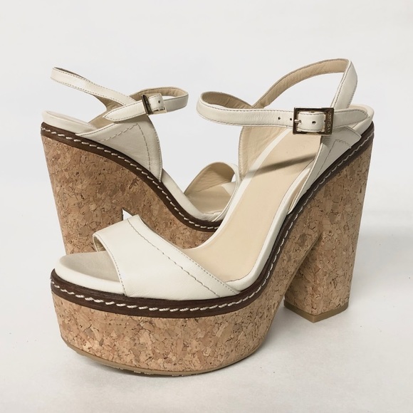 NWOB size 40 auth JIMMY CHOO cork PLATFORM SANDALS - Picture 2 of 15